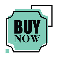 Modern Mint Green &ldquo;Buy Now&rdquo; Hexagon Vector Label