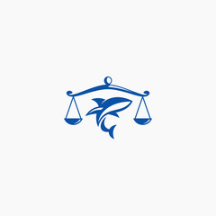 Scale of Justice and Shark Logo or Icon