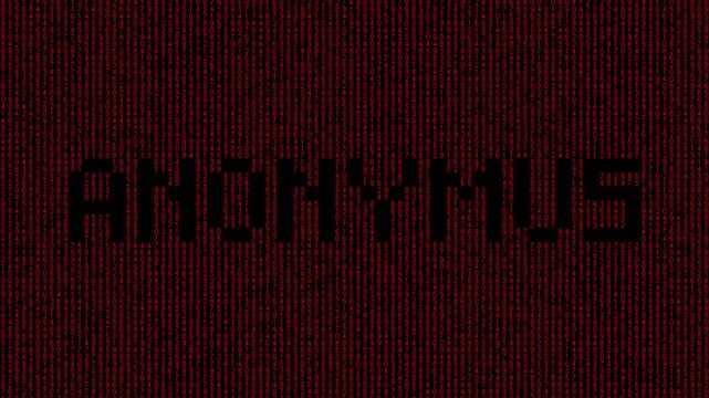 Binary anonymous hacking animation with dark digital system