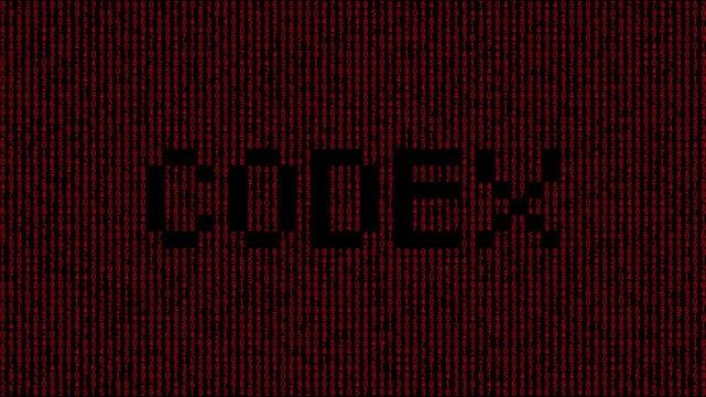 Digital codex binary animation with abstract matrix background