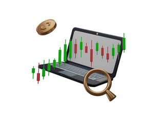 Global trading financial business stock market chart icon isolated on transparent background, technology trade exchange financial and investment concept. Cryptocurrency economy. 3d rendering
