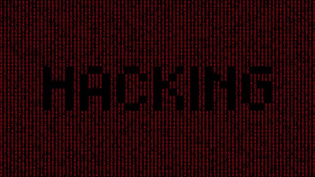 Binary hacking concept with flowing digital code and cyber glow