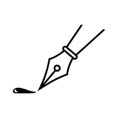 Fountain Pen Nib Writing with Ink Drop Icon Design