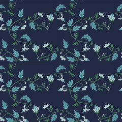 Blue decorative floral chintz pattern