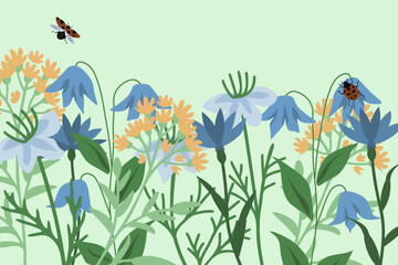 Pollinator garden vector decorative background