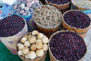 traditional Baskets containing dried spices in el quseir