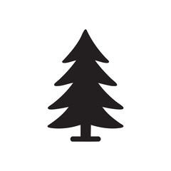 Fototapeta premium Simple black silhouette of a coniferous evergreen tree on white background