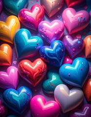Colorful Heart Balloons - A Valentines Day Celebration of Love and Affection.