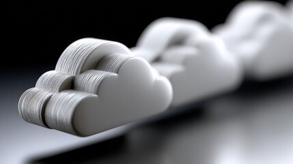 Abstract representation of layered clouds in a minimalist style with depth and shadows creating a modern aesthetic