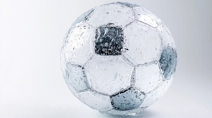 Naklejka premium wet soccer ball water droplets closeup