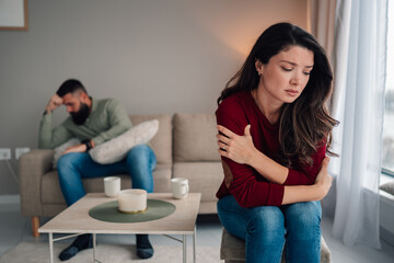 Couple experiencing conflict, arguing, feeling upset