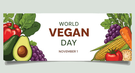 World vegan day celebration with fresh fruits and vegetables