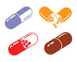 Diverse Medical Capsules Vector Illustration Collection for Health and Wellness