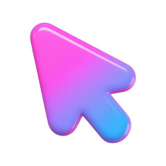 A vibrant pink and blue gradient 3D cursor icon isolated on a transparent background representing digital interaction and web navigation
