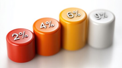 Colorful Percentage Growth Bars Representing Business Progress and Financial Improvement Concepts
