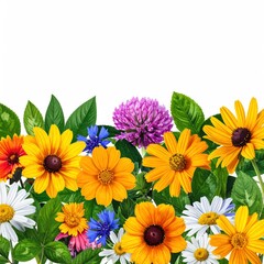 Colorful Wildflower Border - A Vibrant Display of Natures Beauty.