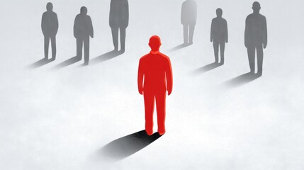 A Bold Concept of Individuality and Courage in a Crowd, Highlighting the Importance of Standing Out and Embracing Uniqueness