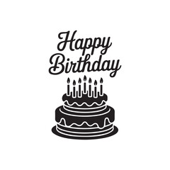 PBlack and White Party Garland and Birthday Cake Illustrationrint