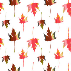 Autumn seamless pattern with maple leaves for textile, fabric, wrapping paper.