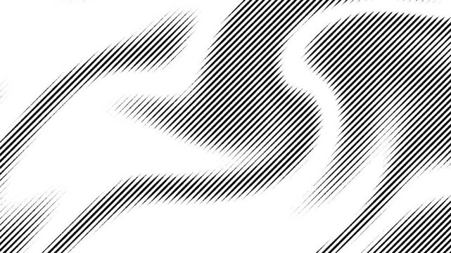 Animation seamless abstract animation showcases a pattern of black diagonal lines dancing on a white canvas.