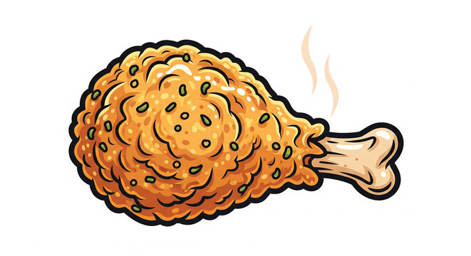 Crispy golden fried chicken leg with steaming heat, perfect for fast food and culinary promotions