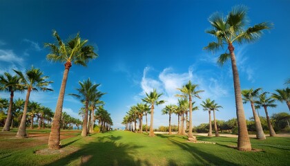 Palm Trees With Blue Sky Background