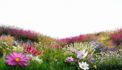 Nature Flowery Blossoming Meadow Ornamental Cut Out On Transparent Backgrounds 3D Illustrations Png File