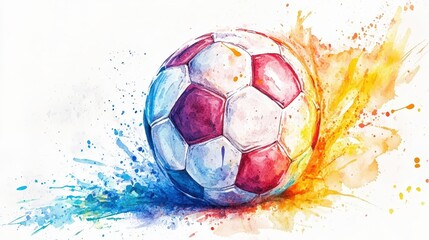 watercolor soccer ball splash art