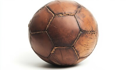 vintage brown leather soccer ball