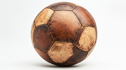 vintage leather soccer ball aged football retro sport equipment