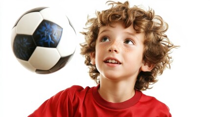 boy watching soccer ball