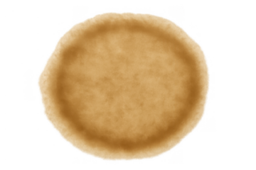 Round fluffy rug in light brown color, circular carpet with soft texture, domestic home decor object