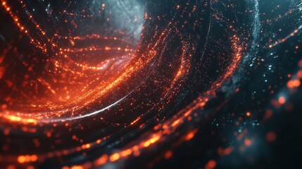 abstract swirling energy fiery particles dark nebula