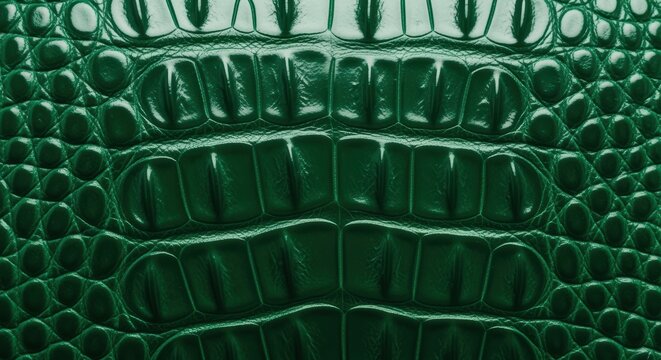 Vibrant green crocodile skin with intricate scales and ridges, creating a striking textural pattern.