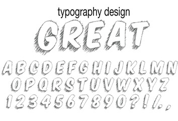 vector hand drawn font, typographic design, a to z alphabet and counting 