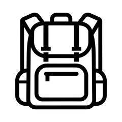 Minimalist Black Outline Backpack Icon with Straps and Pockets