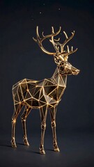 Geometric Deer Sculpture - A Modern Artistic Rendition in Gold.