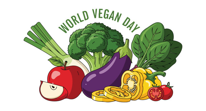 World vegan day celebration with fresh vegetables and fruits - Powered by Adobe