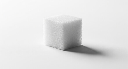 Single White Sugar Cube Isolated on Bright Monochromatic Background
A clean, high-key shot features a single, granular white sugar cube positioned slightly off-center on a pure white or very light 