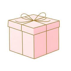 "Pink gift box with ribbon bow, isolated on a transparent background."
