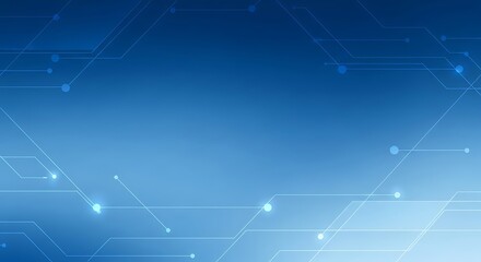 Abstract blue background with glowing digital network lines and nodes.