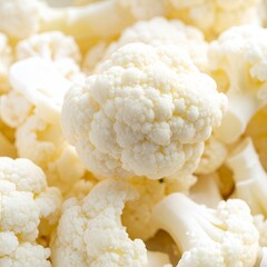 Close-up of Fresh Cauliflower Florets - Healthy Eating and Culinary Ingredient.