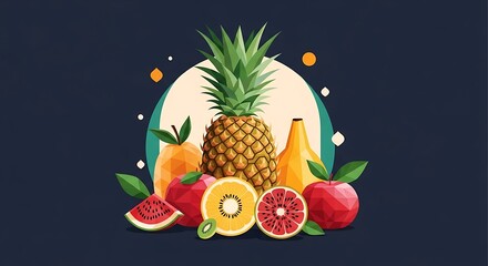 Vibrant Tropical Fruit Medley - A Colorful and Refreshing Still Life.