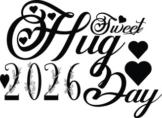 Sweet hug day 2026 design isolated on white background for celebration