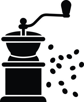 black coffee grinder with beans clip art preview
