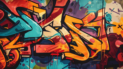 Obraz premium Graffiti-style doodles and paint splatters on a concrete texture