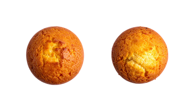 2 - Dual muffin variations isolated on white background for food and pastry concepts