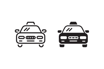 taxi graphic front-facing simple outline and solid silhouette vector