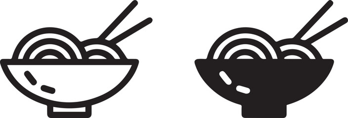 noodles bowl with chopsticks icon outline and solid version
