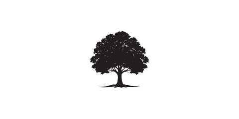 Simple Full-Foliage Tree Silhouette Logo Vector